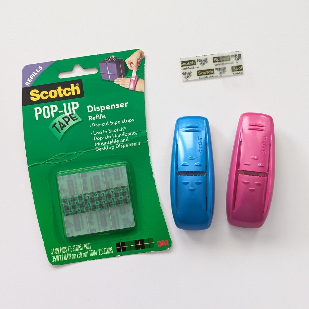 3M Scotch Pop Up Tape Dispenser Wristband Set Pink & Blue + Refills